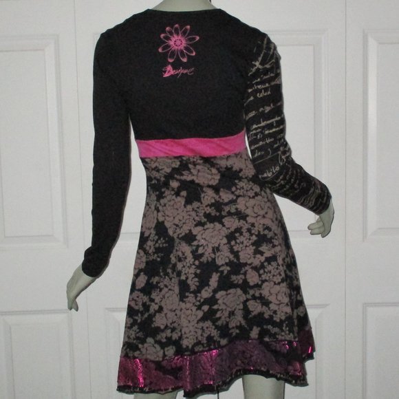 DESIGUAL Black & Red Multi-Pattern Long Sleeve Dress - Picture 6 of 8